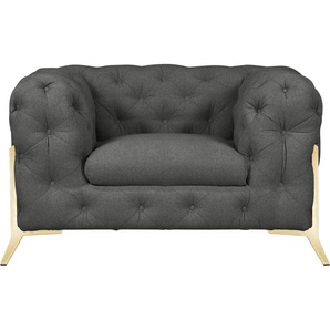 Chesterfield-Sessel LEONIQUE Amaury Sessel Sessel Gr. Struktur, Füße goldfarben, B/H/T: 125 cm x 75 cm x 97 cm, grau Chesterfield Sessel aufwändige Knopfheftung, moderne Optik, Fußfarbe wählbar