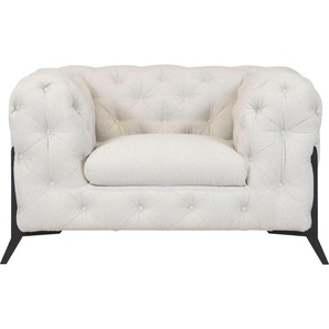 Chesterfield-Sessel LEONIQUE Amaury Sessel Sessel Gr. Struktur, Füße schwarz, B/H/T: 125 cm x 75 cm x 97 cm, beige Chesterfield Sessel aufwändige Knopfheftung, moderne Optik, Fußfarbe wählbar