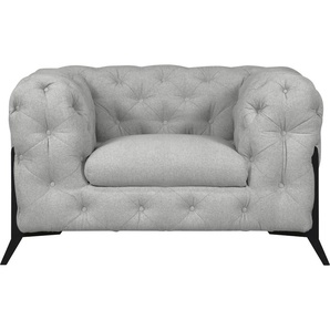 Chesterfield-Sessel LEONIQUE Amaury Sessel Sessel Gr. Struktur, Füße schwarz, B/H/T: 125 cm x 75 cm x 97 cm, silberfarben (silber) Chesterfield Sessel aufwändige Knopfheftung, moderne Optik, Fußfarbe wählbar