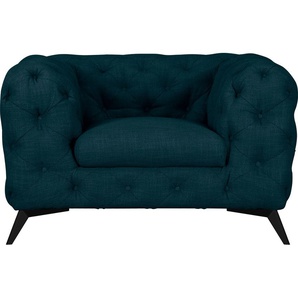 Chesterfield-Sessel LEONIQUE Glynis Sessel Sessel Gr. Struktur, Fußfarbe schwarz, B/H/T: 125 cm x 75 cm x 97 cm, blau (petrol) Chesterfield Sessel aufwändige Knopfheftung, moderne Optik, Fußfarbe wählbar