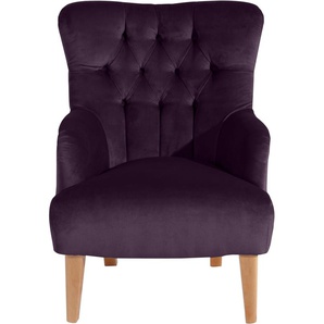 Chesterfield-Sessel MAX WINZER Bradley, Loungesessel Sessel Gr. Samtvelours, B/H/T: 75 cm x 98 cm x 85 cm, lila (purple) Chesterfield Sessel mit edler Knopfheftung