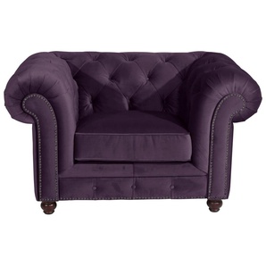 Chesterfield-Sessel MAX WINZER Old England, Loungesessel Sessel Gr. Samtvelours 20442, B/H/T: 131 cm x 76 cm x 96 cm, lila (purple) Chesterfield Sessel mit edler Knopfheftung