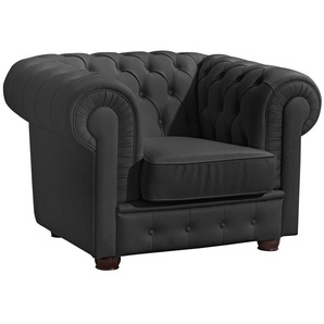 Chesterfield-Sessel MAX WINZER Windsor, Loungesessel Sessel Gr. Kunstleder, B/H/T: 110 cm x 75 cm x 96 cm, schwarz Chesterfield Sessel mit edler Knopfheftung