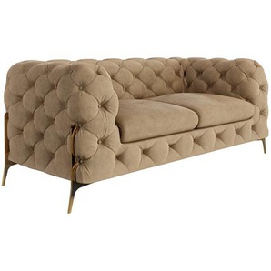 Chesterfield Sofa 2-Sitzer Atoka mit Goldene Metall Füßen