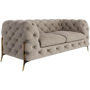 Chesterfield Sofa 2-Sitzer Atoka mit Goldene Metall Füßen