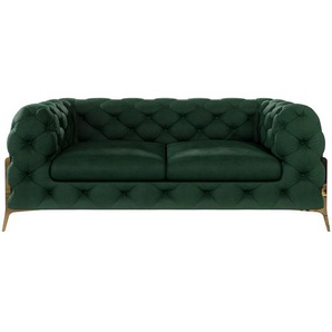 Chesterfield Sofa 2-Sitzer Atoka mit Goldene Metall Füßen