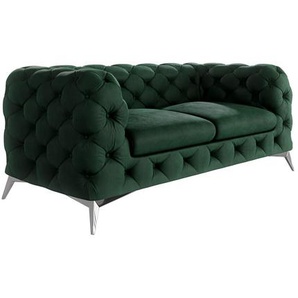 Chesterfield Sofa 2-Sitzer Bixby mit Silber Metall Füßen