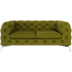 Chesterfield Sofa 2-Sitzer Bixby mit Silber Metall Füßen