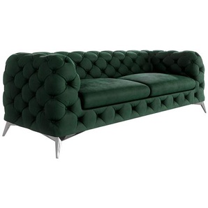 Chesterfield Sofa 3-Sitzer Bixby mit Silber Metall Füßen