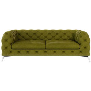 Chesterfield Sofa 3-Sitzer Bixby mit Silber Metall Füßen