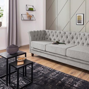 Chesterfield-Sofa HOME AFFAIRE Dover Sofas Gr. B/H/T: 237cm x 75cm x 82cm, Struktur weich, silberfarben (silber) aufwändige Knopfheftung in Chesterfield-Optik