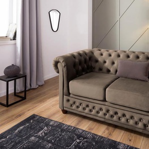 Chesterfield-Sofa HOME AFFAIRE New Castle Sofas Gr. B/H/T: 148cm x 72cm x 86cm, Samtoptik, grau (taupe) mit hochwertiger Knopfheftung in Chesterfield-Design, BTH: 1488672