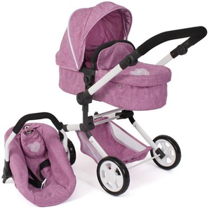 CHIC2000 Kombi-Puppenwagen Linus, Jeans Pink, (Set), mit Babywanne und Autositz