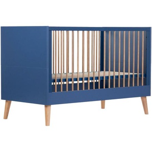 Childhome Gitterbett Bold Blue 2in1, Blau, Kunststoff, Holzwerkstoff, 145x75x90 cm, zum Juniorbett umbaubar, höhenverstellbar, Warnhinweise am Produkt, Babymöbel, Babybetten, Gitterbetten