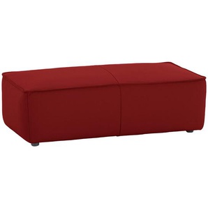 Chilliano Hocker around the block, Rot, Leder, Echtleder, Longlife-Leder, Uni, rechteckig, 120x39x60 cm, Goldenes M, Emas, Made in EU, Dgm, Wohnzimmer, Hocker, Sitzhocker