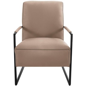 Cocktailsessel K+W KOMFORT & WOHNEN Sessel Gr. Microfaser 1, B/H/T: 62 cm x 77 cm x 83 cm, beige (sand) mit bezogenen Armlehnen, Gestell in Metall schwarz Struktur