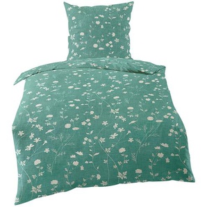 Como Green Mako Satin Bettwäsche Floral - grün - Materialmix - 135 cm | Möbel Kraft