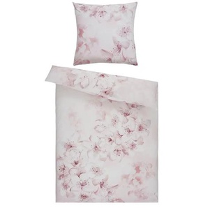 como Renforcé Bettwäsche Flower Rose | rosa/pink | 135 cm |