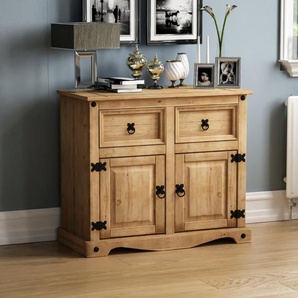 Corona Solid Pine Sideboard 2 Door 2 Drawer Cabinet Cupboard Storage