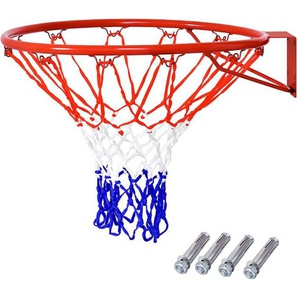 45 cm Basketballring mit Netz, Basketball Korb aus Stahlrahmen und wetterfestes Nylonnetz, Basketballkorb für In- und Outdoor - Costway