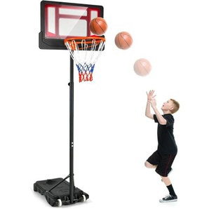 Basketballständer 154-210 cm höhenverstellbar, Basketballkorb mit Ständer & 2 Rädern, Korbanlage für Kinder, Erwachsene, mobiles Basketballanlage