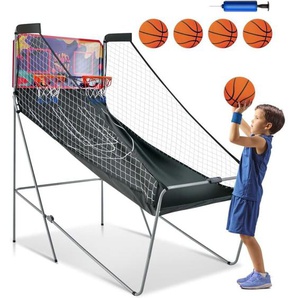 Elektrischer Baskeltballständer klappbar, Basketballautomat mit 4 Bällen, Luftpumpe & 8 Spielmodi, Arcade Basketballspiele Schießmaschine Kinder für