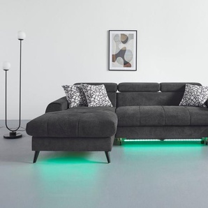 COTTA Ecksofa Mia L-Form, 3-tlg.-Kissen-Set, Recamiere, wahlweise mit oder ohne RGB-Beleuchtung