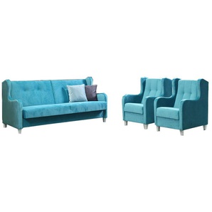 Couchgarnitur Henry blau 3+1+1