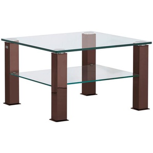 Xxxl Couchtisch, Braun, Metall, Glas, quadratisch, eckig, 75x42.5x75 cm, Wohnzimmer, Wohnzimmertische, Couchtische, Glas-Couchtische