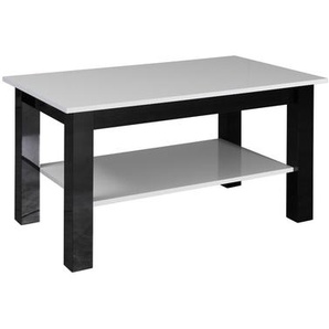 Couchtisch C25 - 102 cm Weiß Hochglanz + Schwarz Hochglanz