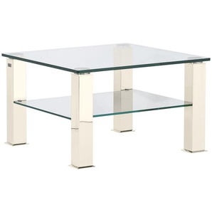 Xxxl Couchtisch, Creme, Weiß, Metall, Glas, quadratisch, eckig, 75x42.5x75 cm, Wohnzimmer, Wohnzimmertische, Couchtische, Glas-Couchtische