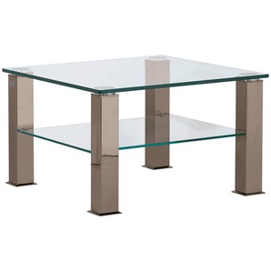 Xxxl Couchtisch, Grau, Metall, Glas, quadratisch, eckig, 75x42.5x75 cm, Wohnzimmer, Wohnzimmertische, Couchtische, Glas-Couchtische