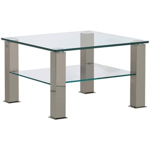 Xxxl Couchtisch, Grau, Metall, Glas, quadratisch, eckig, 75x42.5x75 cm, Wohnzimmer, Wohnzimmertische, Couchtische, Glas-Couchtische