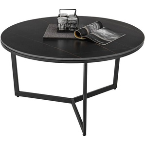 Couchtisch HBZ HARPER 1 Tische schwarz (schwarz, schwarz, schwarz) Couchtische rund oval Keramik, Tisch-Platte marmorisiert