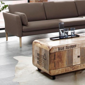 Couchtisch HOME AFFAIRE Bully Tische Gr. B/H/T: 110 cm x 47 cm x 72 cm, beige (natur, metall) Couchtische eckig Breite 110 cm