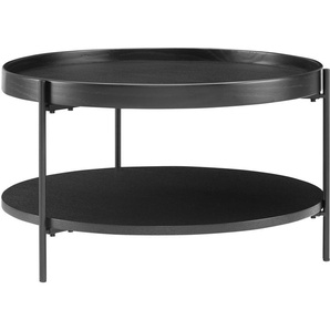 Couchtisch SALESFEVER Tische Gr. B/H/T: 69cm x 39cm x 69cm, Schwarz, schwarz (schwarz + schwarz) mit 2 Ablageflächen