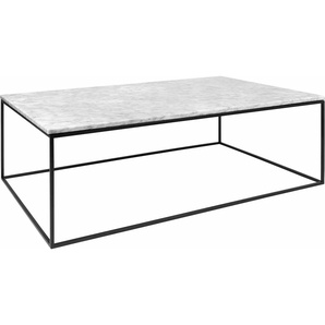 Couchtisch TEMAHOME Gleam Tische Gr. B/H/T: 120 cm x 40 cm x 75 cm, Schwarzes Beingestell, weiß (weiße marmorplatte, schwarz) Couchtische eckig aus Marmor, wahlweise mit Gestell Chrom oder schwarzem Metall