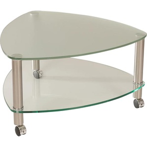 Couchtisch VIERHAUS Kel Tische Gr. B/H/T: 80 cm x 45 cm x 80 cm, Tischplatte 80 x 80, farblos (glas) Couchtisch Glas-Couchtisch mit Ablage, rollbar