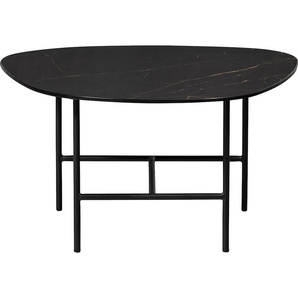 Couchtisch WOOOD Vajen, schwarz (schwarz, schwarz), B:70cm H:38cm T:70cm, Tische, mit Tischplatte in Marmoroptik, schlanker Metallrahmen