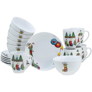 Creatable Frühstücksservice Luna Socken, Keramik, 18-teilig, Weihnachten, 33.5x33x33.5 cm, Essen & Trinken, Geschirr, Geschirr-Sets, Kaffeeservice