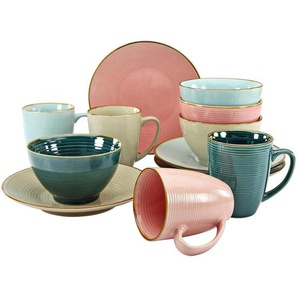 Creatable Frühstücksset, Mehrfarbig, Keramik, 12-teilig, 300 ml,300 ml, Essen & Trinken, Geschirr, Geschirr-Sets, Kaffeeservice