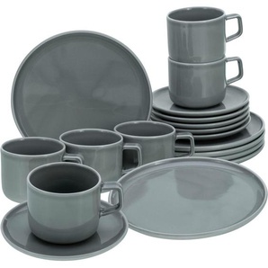 Creatable Kaffeeservice, Grau, Keramik, 18-teilig, 250 ml,250 ml, 25x31x33 cm, Essen & Trinken, Geschirr, Geschirr-Sets, Kaffeeservice