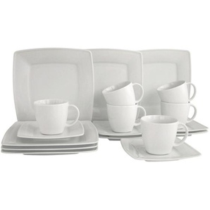 Creatable Kaffeeservice Victora Weiss, Weiß, Keramik, 18-teilig, 200 ml,200 ml, lebensmittelecht, Essen & Trinken, Geschirr, Geschirr-Sets, Kaffeeservice