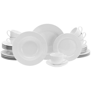 Creatable Kombiservice Barcelona, Weiß, Keramik, 30-teilig, 250 ml,250 ml, Essen & Trinken, Geschirr, Geschirr-Sets, Kombiservice