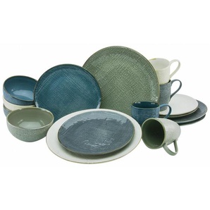 Creatable Kombiservice, Blau, Grau, Taupe, Beige, Keramik, 16-teilig, 35x33x34 cm, Essen & Trinken, Geschirr, Geschirr-Sets, Kombiservice