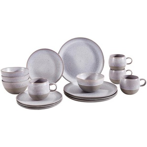 Creatable Kombiservice Loft Stone, Grau, Keramik, 16-teilig, 500 ml, 32x33x53 cm, Essen & Trinken, Geschirr, Geschirr-Sets, Kombiservice