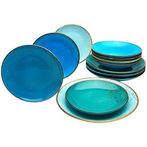 Creatable Kombiservice Nature Collection Aqua, Blau, Keramik, 12-teilig, 31.5x38x31.5 cm, Essen & Trinken, Geschirr, Geschirr-Sets, Kombiservice