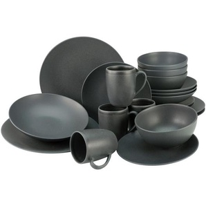 Creatable Kombiservice Soft Touch black, Schwarz, Keramik, 20-teilig, 300 ml,400 ml, 43x37x39.5 cm, Essen & Trinken, Geschirr, Geschirr-Sets, Kombiservice