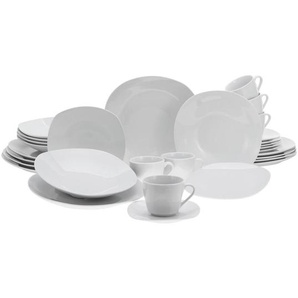 Creatable Kombiservice Square Weiss, Weiß, Keramik, 30-teilig, 200 ml,200 ml, Essen & Trinken, Geschirr, Geschirr-Sets, Kombiservice