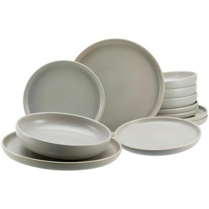 Creatable Tafelservice Uno, Grau, Keramik, 12-teilig, Essen & Trinken, Geschirr, Geschirr-Sets, Tafelservice